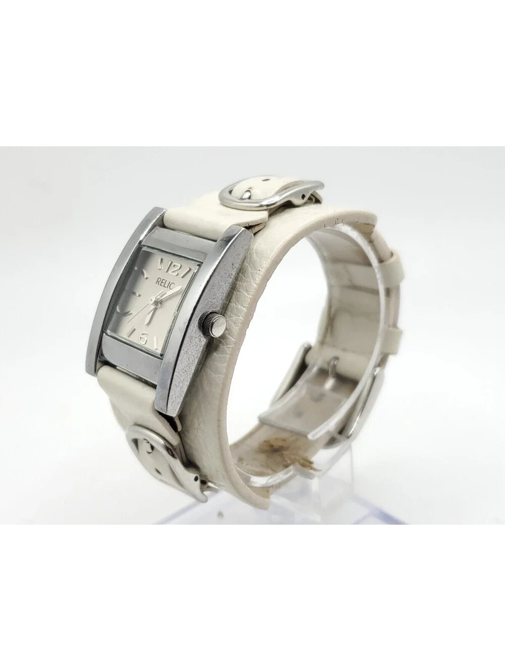 Fossil Relic Womens Watch New Battery Silver Tone White Band 22mm